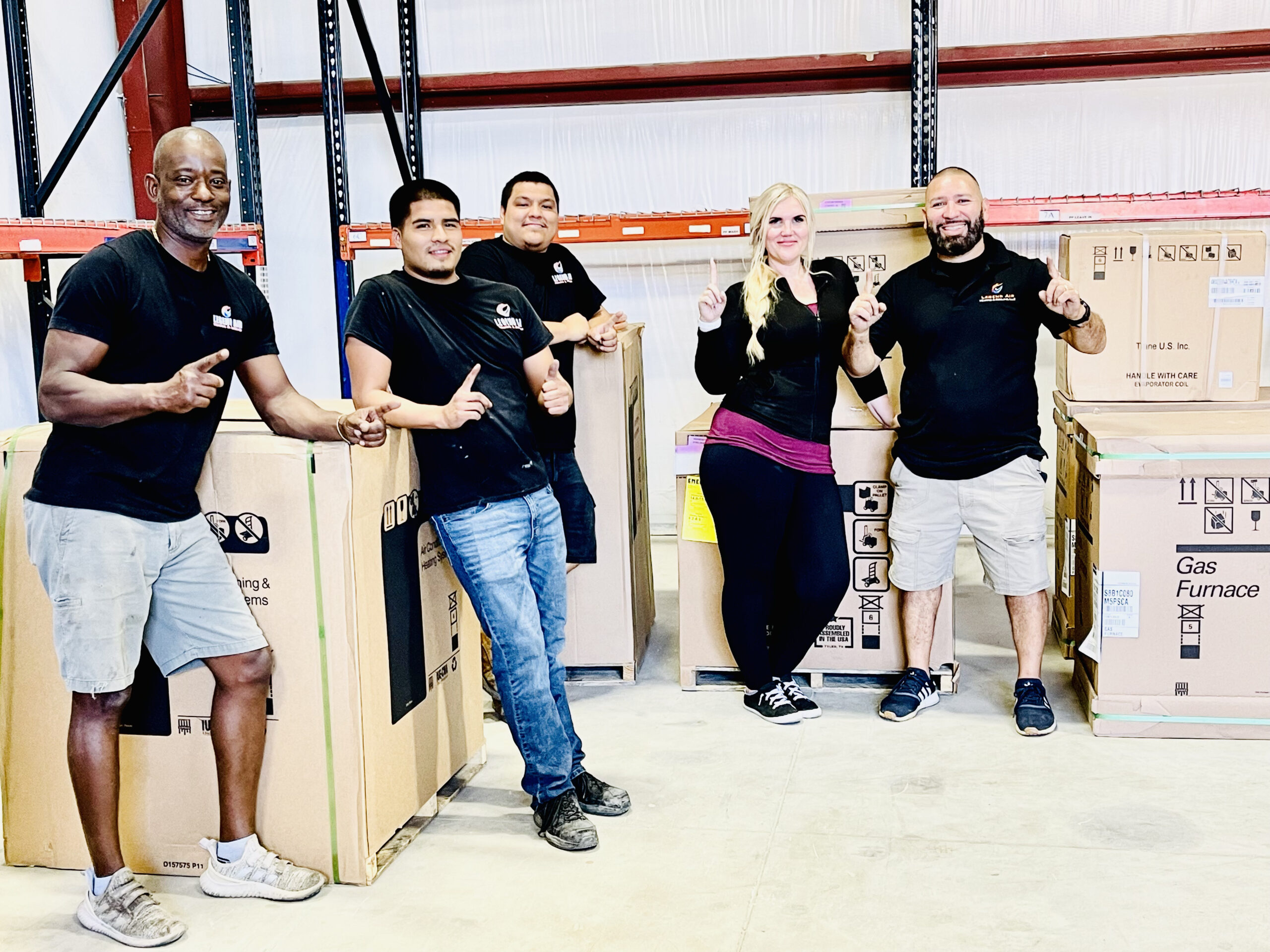 team photo in warehouse